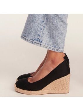J.Crew Seville Espadrille Wedges Black Size 9.5
